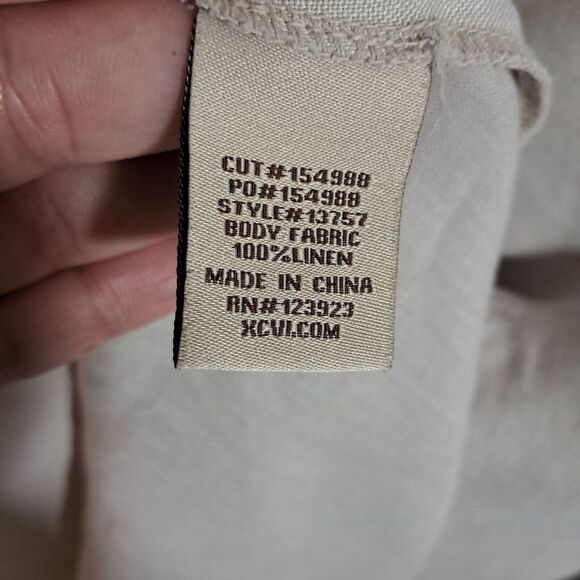 XCVI Top Womens Medium Oatmeal Popover Boho Peasant Lagenlook Gauze Linen Boxy - Picture 8 of 12
